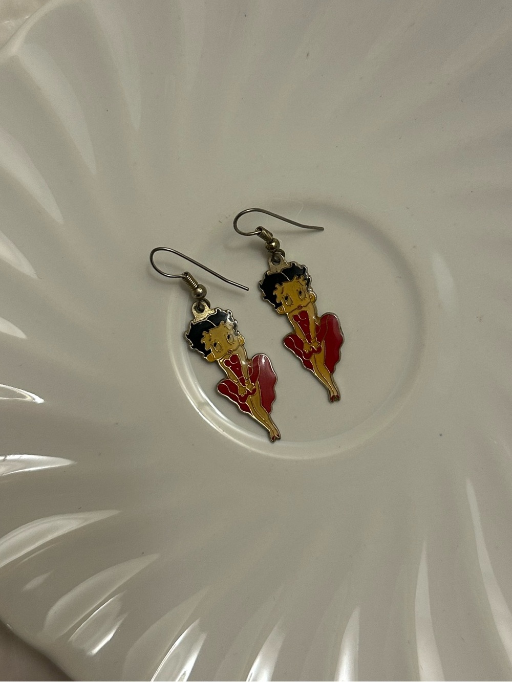 Vintage Betty Boop Red Dress Dangle Earrings